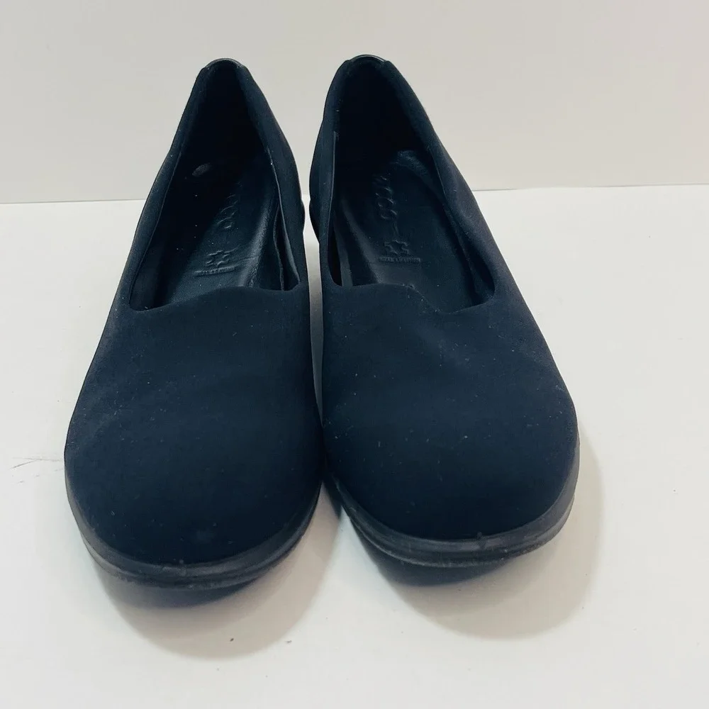 ECCO Felicia Wedge Shoes EU40 Sz 9-9.5 Black Stretch Slip On Comfort Casual Chic